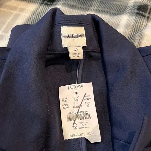 J. Crew Factory Ponte work blazer AS336 12 Navy Blue - Picture 3 of 11